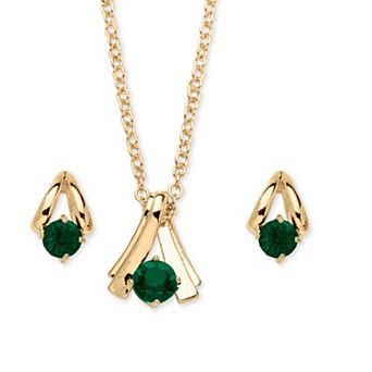 2 pc Simulated Birthstone Necklace and Earrings Set in Yellow Goldtone