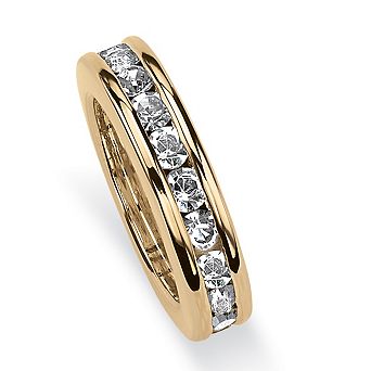 Simulated Birthstone Ring Charm in Gold-Plated