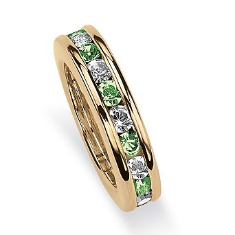 Simulated Birthstone Ring Charm in Gold-Plated