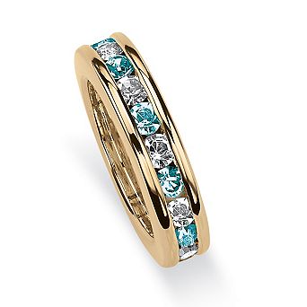 Simulated Birthstone Ring Charm in Gold-Plated