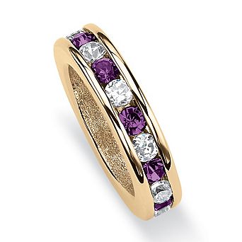 Simulated Birthstone Ring Charm in Gold-Plated