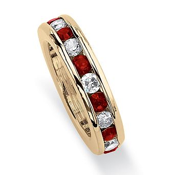 Simulated Birthstone Ring Charm in Gold-Plated