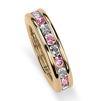 Simulated Birthstone Ring Charm in Gold-Plated
