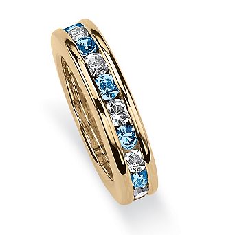 Simulated Birthstone Ring Charm in Gold-Plated