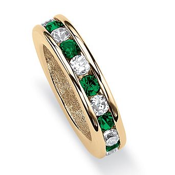 Simulated Birthstone Ring Charm in Gold-Plated