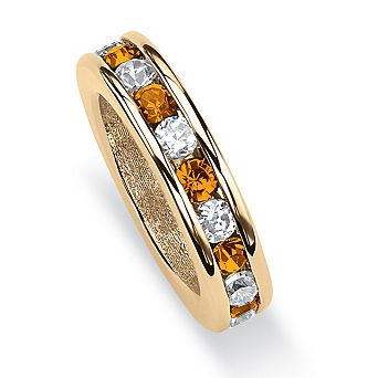 Simulated Birthstone Ring Charm in Gold-Plated