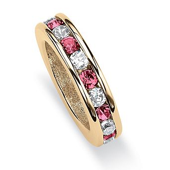 Simulated Birthstone Ring Charm in Gold-Plated