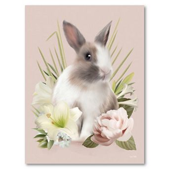 COURTSIDE MARKET Easter Bunny Floral Canvas Wall Art