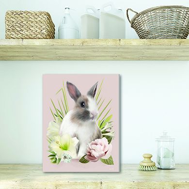 COURTSIDE MARKET Easter Bunny Floral Canvas Wall Art