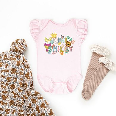 Mini Smiley Leaves - Baby Flutter Sleeve Bodysuit