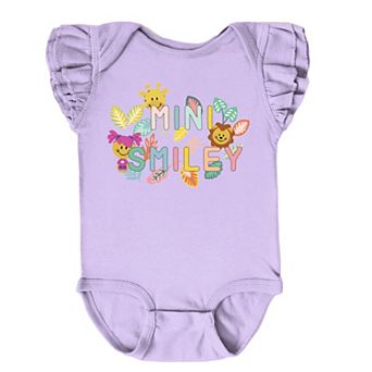 Mini Smiley Leaves - Baby Flutter Sleeve Bodysuit