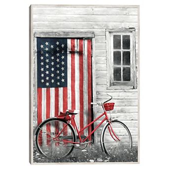 Masterpiece Patriotic Bicycle Framed Canvas Wall Art