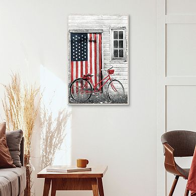 Masterpiece Patriotic Bicycle Framed Canvas Wall Art