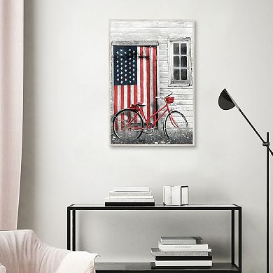 Masterpiece Patriotic Bicycle Framed Canvas Wall Art