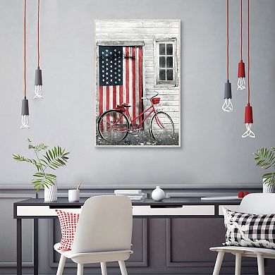 Masterpiece Patriotic Bicycle Framed Canvas Wall Art