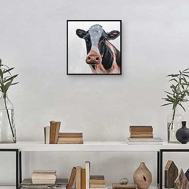 Masterpiece Patriotic Cow Framed Canvas Wall Art