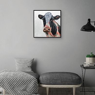 Masterpiece Patriotic Cow Framed Canvas Wall Art