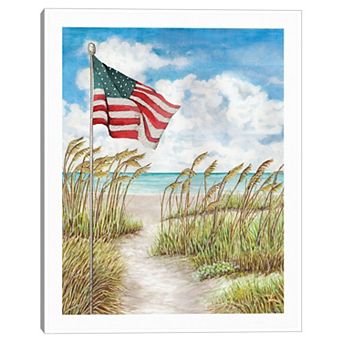 Masterpiece Stars, Stripes and Sea Oats Framed Canvas Wall Art