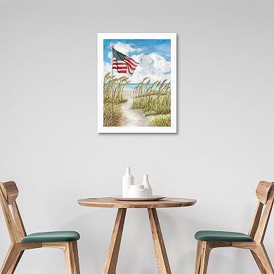 Masterpiece Stars, Stripes and Sea Oats Framed Canvas Wall Art