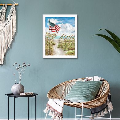 Masterpiece Stars, Stripes and Sea Oats Framed Canvas Wall Art