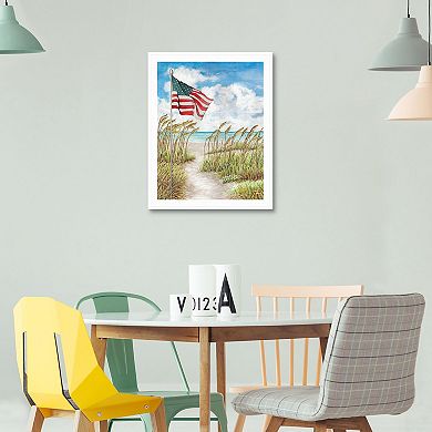Masterpiece Stars, Stripes and Sea Oats Framed Canvas Wall Art