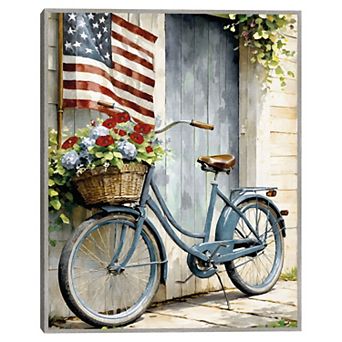 Masterpiece Bicycle Blooms Framed Canvas Wall Art