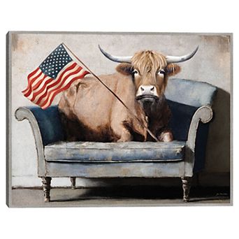 Masterpiece Patriotic Couch Potato Framed Canvas Inches