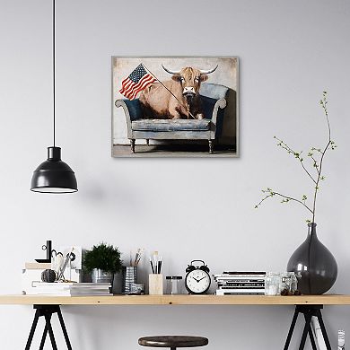 Masterpiece Patriotic Couch Potato Framed Canvas Inches