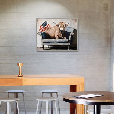 Masterpiece Patriotic Couch Potato Framed Canvas Inches