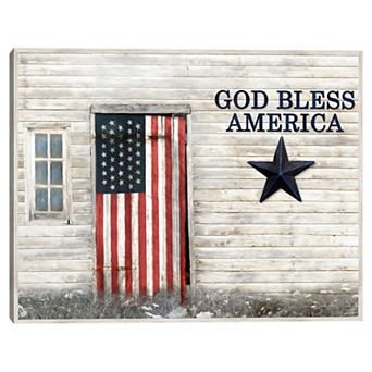 Masterpiece God Bless America Framed Canvas Wall Art