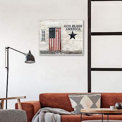 Masterpiece God Bless America Framed Canvas Wall Art