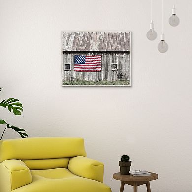 Masterpiece Old Patriotic Barn Framed Canvas Wall Art
