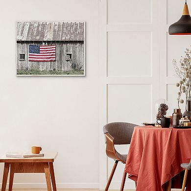 Masterpiece Old Patriotic Barn Framed Canvas Wall Art