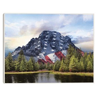 Masterpiece Patriotic Tetons Framed Canvas Wall Art