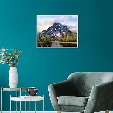 Masterpiece Patriotic Tetons Framed Canvas Wall Art
