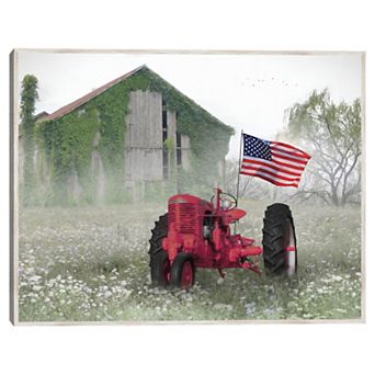 Masterpiece Patriotic Tractor Framed Canvas Wall Art