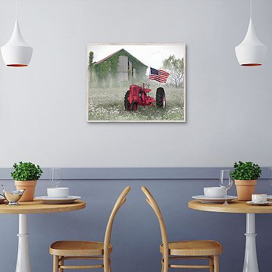 Masterpiece Patriotic Tractor Framed Canvas Wall Art