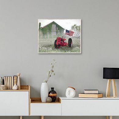 Masterpiece Patriotic Tractor Framed Canvas Wall Art