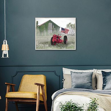 Masterpiece Patriotic Tractor Framed Canvas Wall Art
