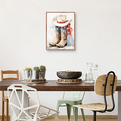Masterpiece Patriotic Cowboy Boots Framed Canvas Wall Art