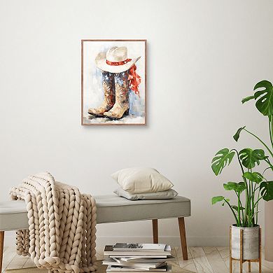 Masterpiece Patriotic Cowboy Boots Framed Canvas Wall Art