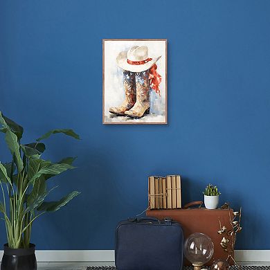 Masterpiece Patriotic Cowboy Boots Framed Canvas Wall Art
