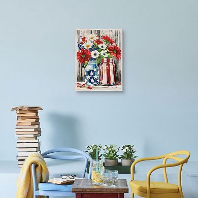 Masterpiece Patriotic Mason Jar Framed Canvas Wall Art