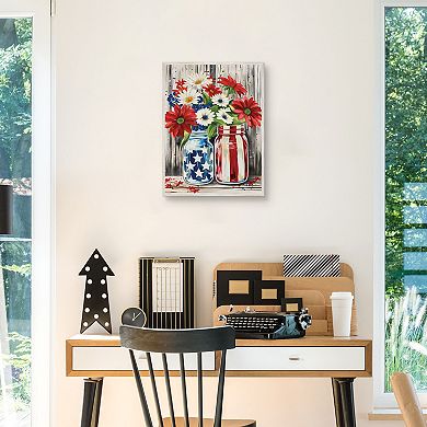 Masterpiece Patriotic Mason Jar Framed Canvas Wall Art
