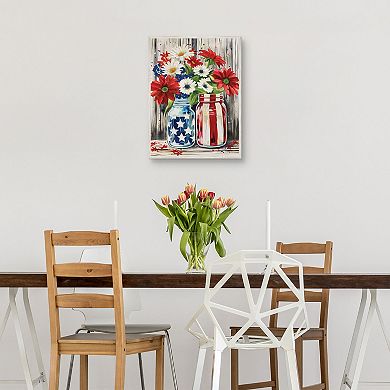 Masterpiece Patriotic Mason Jar Framed Canvas Wall Art