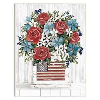 Masterpiece Patriotic Blooms Framed Canvas Wall Art