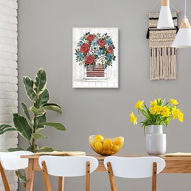 Masterpiece Patriotic Blooms Framed Canvas Wall Art