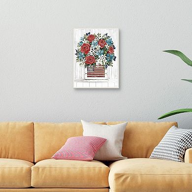 Masterpiece Patriotic Blooms Framed Canvas Wall Art