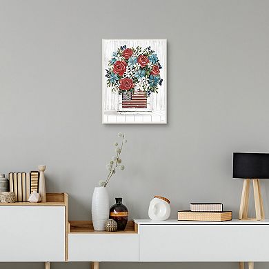 Masterpiece Patriotic Blooms Framed Canvas Wall Art