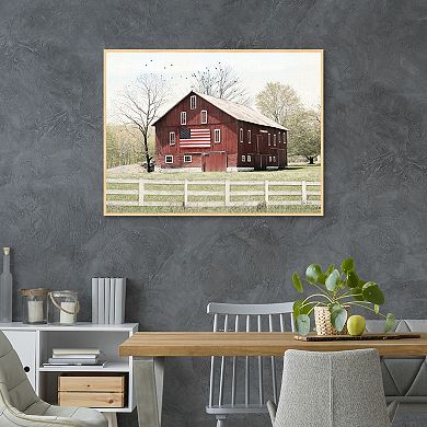 Masterpiece Patriotic Barn Framed Canvas Wall Art